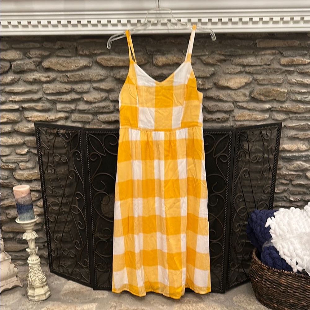 Yellow and White Checkered Dress